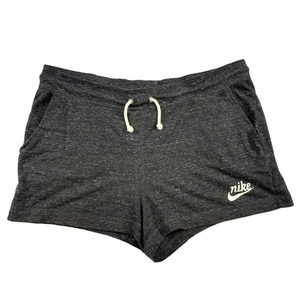 Nike Womens Gray Heather Drawstring Lounge Shorts Size L Drawstring Waist Flaw
